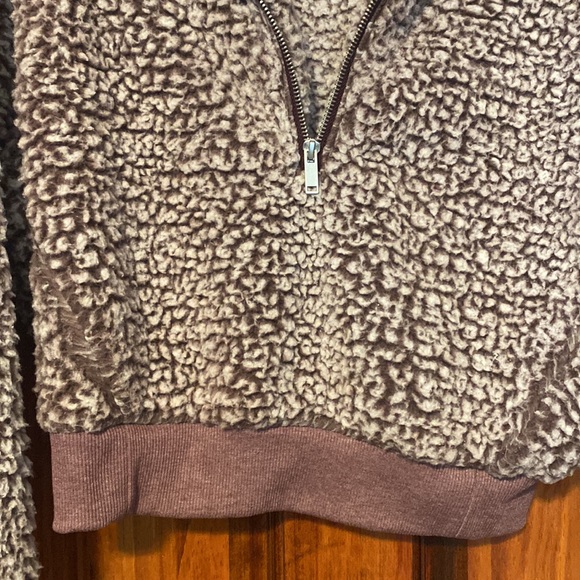 Express Factory Super Soft Cropped Half-Zip Pullover Sherpa Sweater Purple XS - Picture 7 of 12
